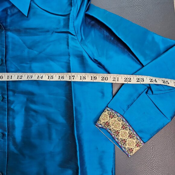 Vintage Silk Lore Blue Silk Blouse - Picture 3 of 6